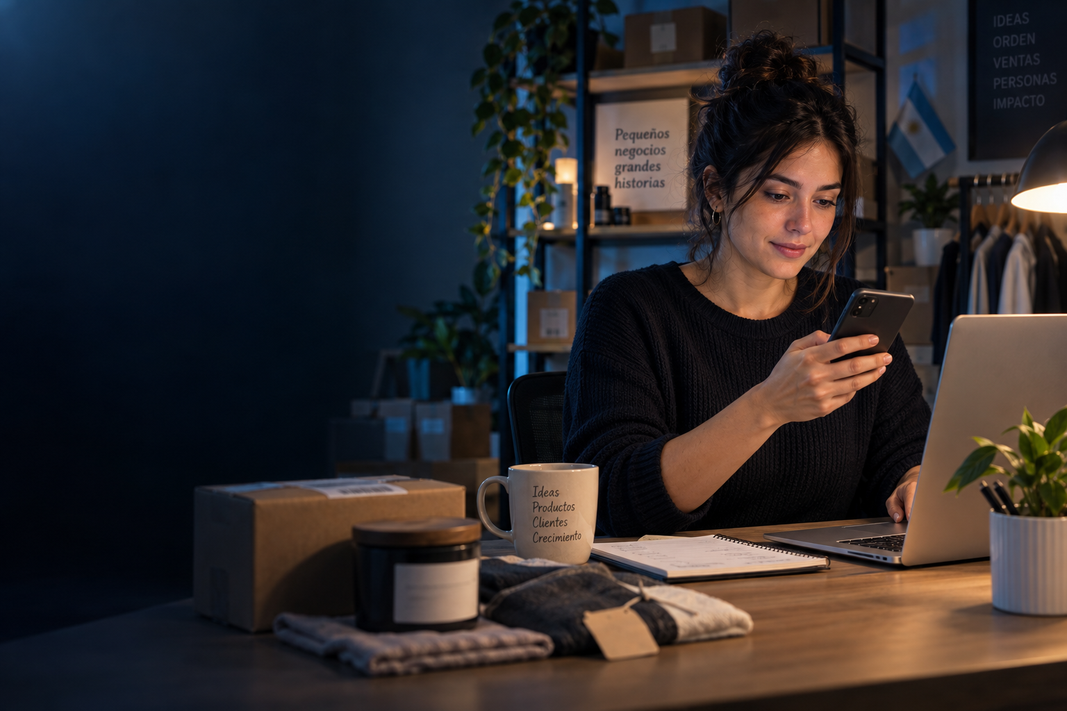 Escena editorial de WhatsApp en SUSBI OS